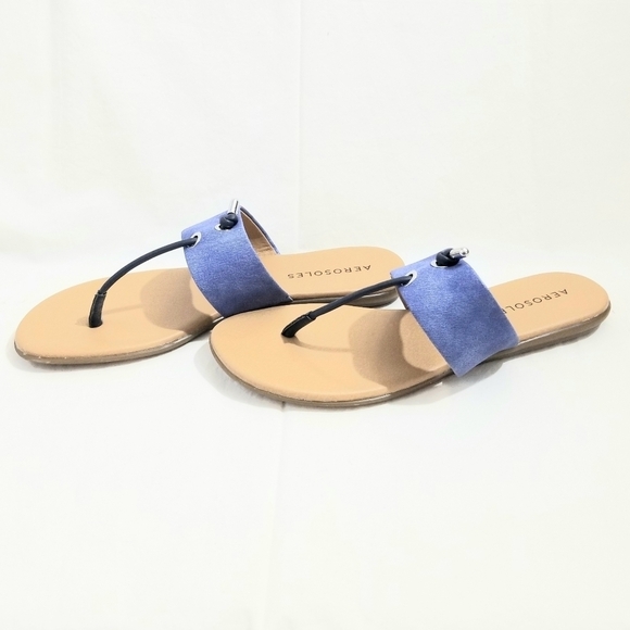 Aerosoles Women's Crown Point Knotted Thong Chambray Band Flat Sandals, size 10M - Picture 3 of 6